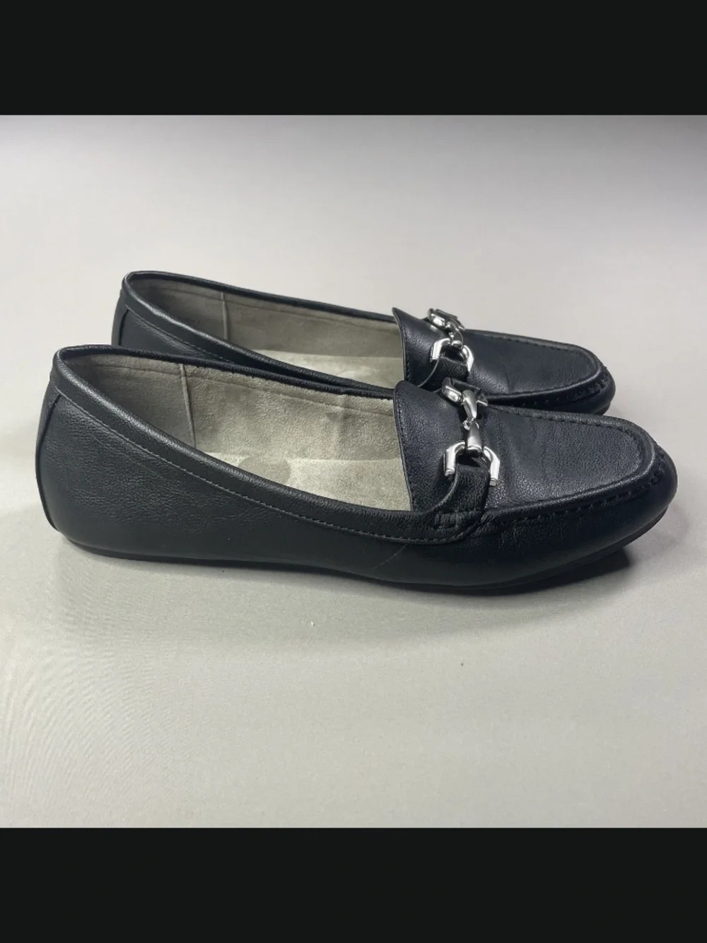 Aerosoles Shoes Womens 9 black leather horse bit loafer day drive classic